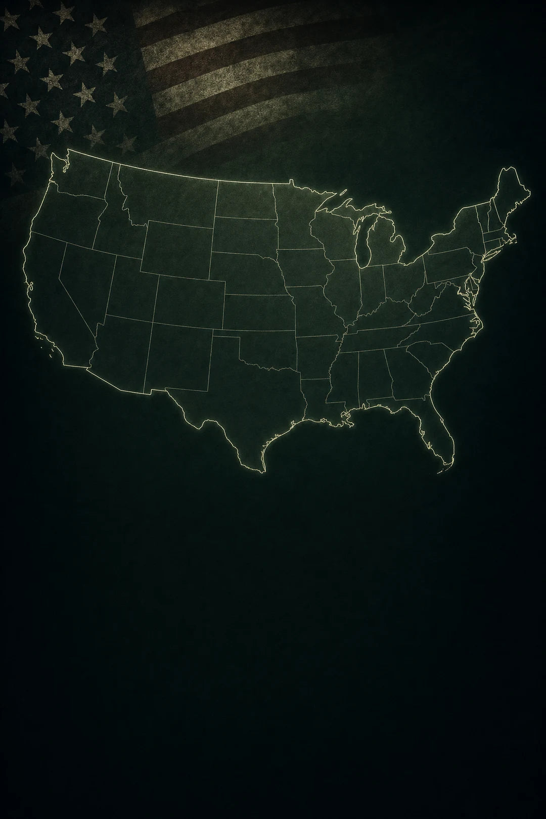 Map of the United States with active dealer regions marked