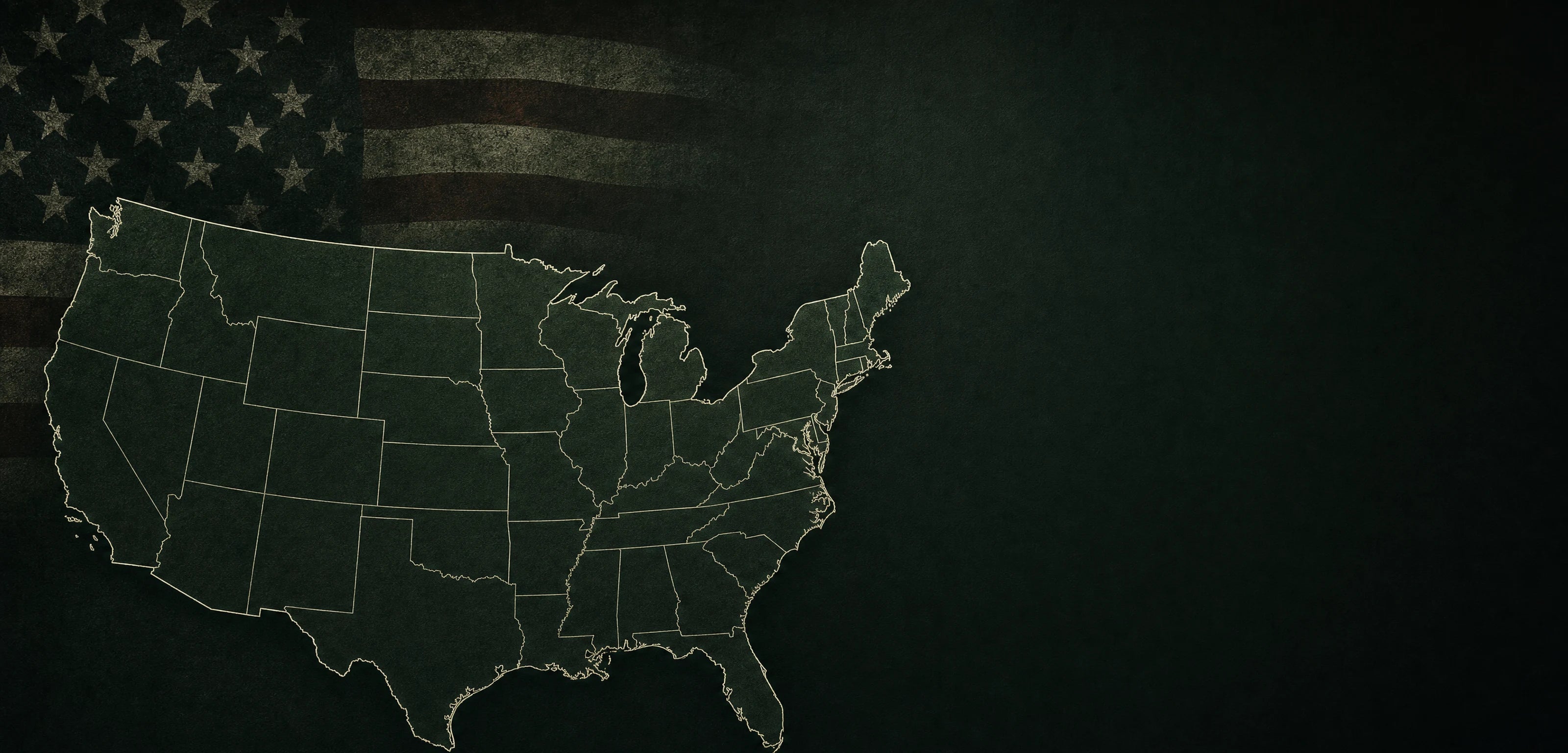 Map of the United States with active dealer regions marked